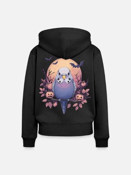 Wellensittich Halloween - Frauen Premium Bio Zip Hoodie - Schwarz