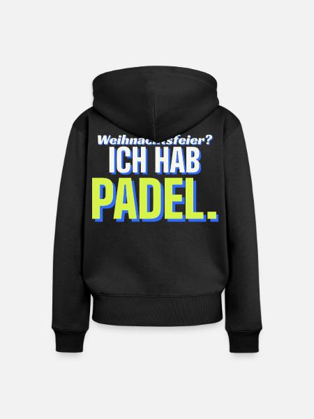 Weihnachtsfeier? Ich hab Padel - Frauen Premium Bio Zip Hoodie - Schwarz