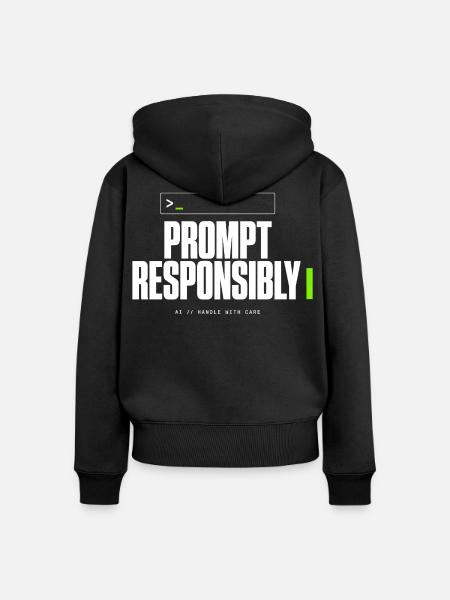 Prompte verantwortungsvoll - Frauen Premium Bio Zip Hoodie - Schwarz
