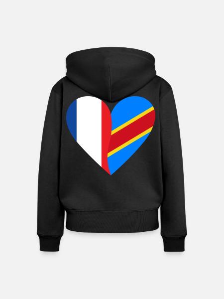 France RDC | Cadeau Franco-Congolais - Frauen Premium Bio Zip Hoodie - Schwarz