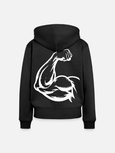 Bizeps Silhouette - Frauen Premium Bio Zip Hoodie - Schwarz