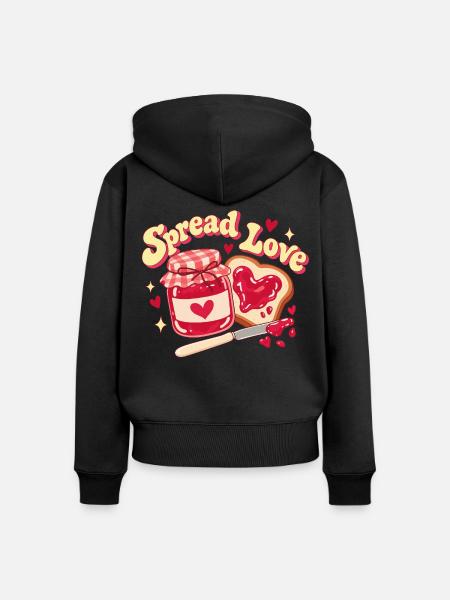 Spread Love Jam & Toast - Frauen Premium Bio Zip Hoodie - Schwarz