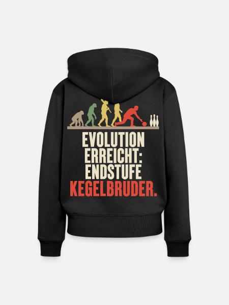 Evolution Endstufe Kegelbruder – Kegeln Spruch - Frauen Premium Bio Zip Hoodie - Schwarz