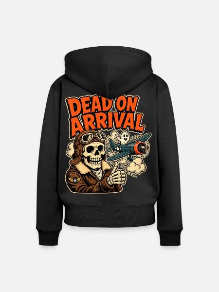 Dead on Arrival – Lustiger Halloween-Pilot - Frauen Premium Bio Zip Hoodie - Schwarz