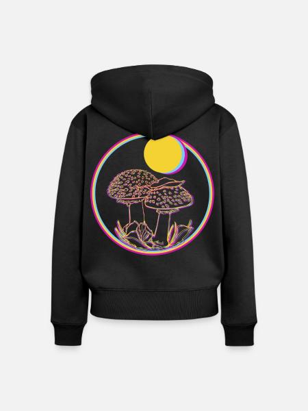 Neon Pilz Kreis Sonnenbild - Frauen Premium Bio Zip Hoodie - Schwarz