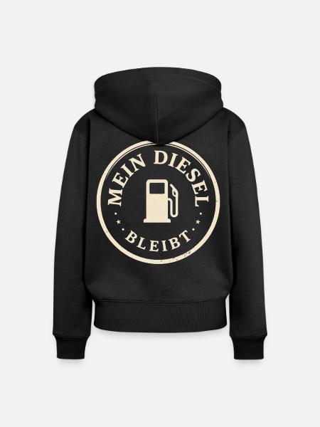 Mein Diesel bleibt Retro - Frauen Premium Bio Zip Hoodie - Schwarz