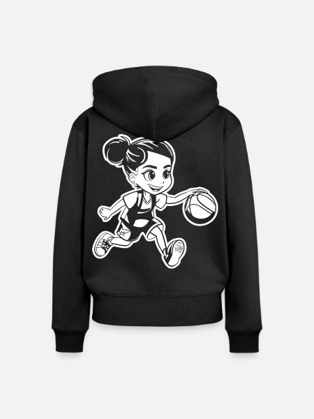 Lustiges Basketball Mädchen - Frauen Premium Bio Zip Hoodie - Schwarz