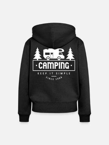 Camping Keep Simple - Frauen Premium Bio Zip Hoodie - Schwarz