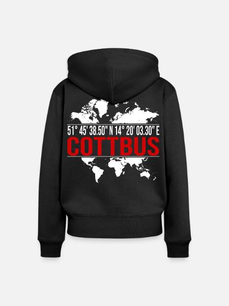 Cottbus - Frauen Premium Bio Zip Hoodie - Schwarz