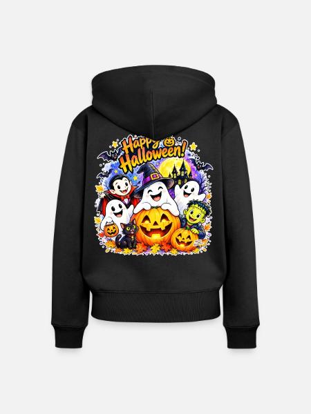 Frohes Halloween! Magische Lächeln - Frauen Premium Bio Zip Hoodie - Schwarz