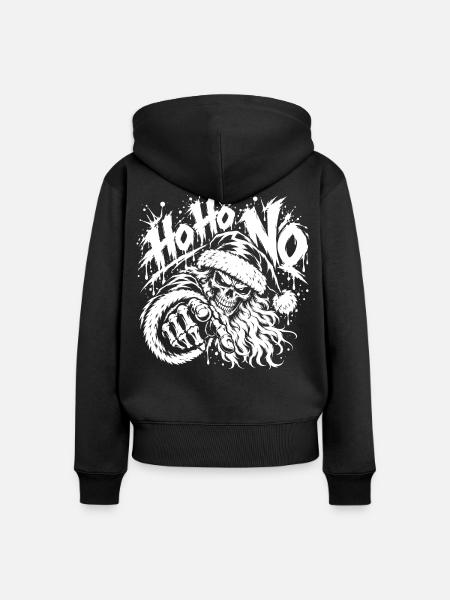 Ho Ho No Skull Santa - Frauen Premium Bio Zip Hoodie - Schwarz