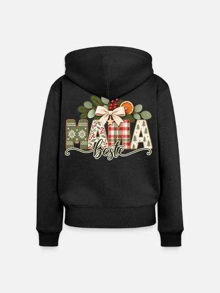 Beste Mama – Weihnachten Geschenk - Frauen Premium Bio Zip Hoodie - Schwarz