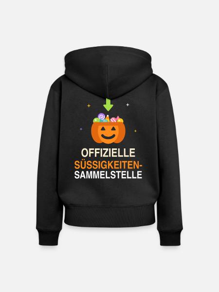 Offizielle Süßigkeiten-Sammelstelle Halloween - Frauen Premium Bio Zip Hoodie - Schwarz