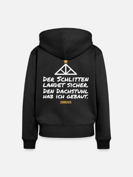 Dachstuhlbauwitz vom Zimmerer - Frauen Premium Bio Zip Hoodie - Schwarz