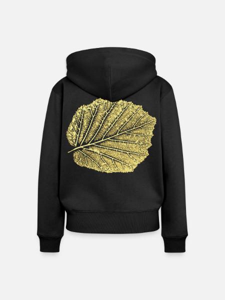 Haselnussblatt / Blatt Hasel - Natur & Garten - Frauen Premium Bio Zip Hoodie - Schwarz