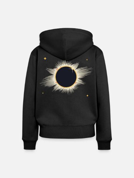 Totale Sonnenfinsternis aus feinen Strahlen - Frauen Premium Bio Zip Hoodie - Schwarz