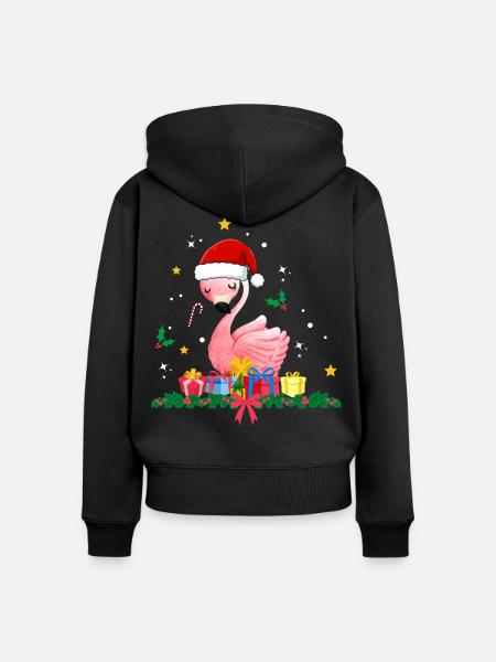 Flamingo Weihnachten - Frauen Premium Bio Zip Hoodie - Schwarz