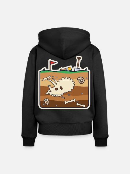 Dinosaurier-Ausgrabung mit gehörntem Schädel - Frauen Premium Bio Zip Hoodie - Schwarz