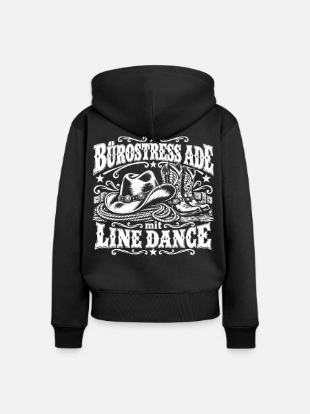 Bürostress Ade Line Dance - Frauen Premium Bio Zip Hoodie - Schwarz