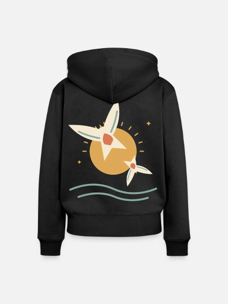Schwalben bei Sonnenaufgang - Frauen Premium Bio Zip Hoodie - Schwarz