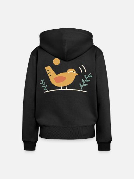 Singender Gartenzaunkönig - Frauen Premium Bio Zip Hoodie - Schwarz