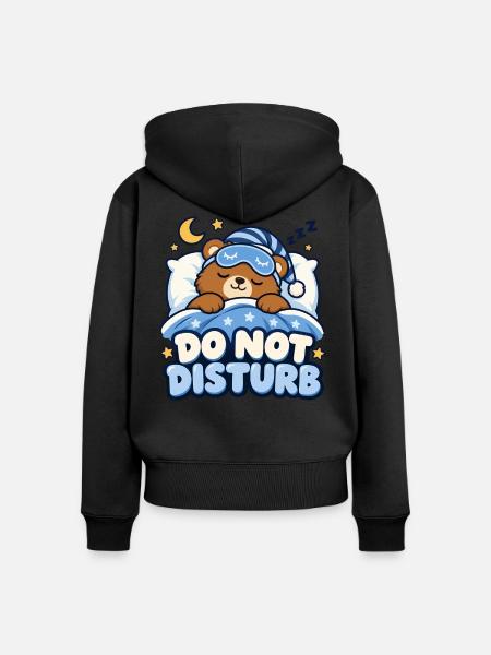 Schlafender Bär – Nicht stören - Frauen Premium Bio Zip Hoodie - Schwarz