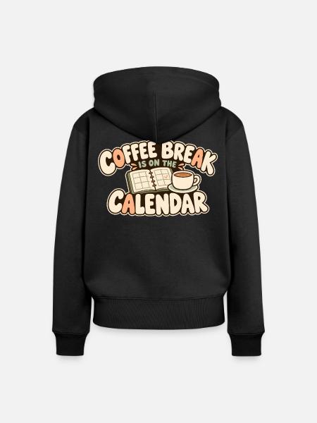 Kaffeepause mit Terminkalender und Tasse - Frauen Premium Bio Zip Hoodie - Schwarz