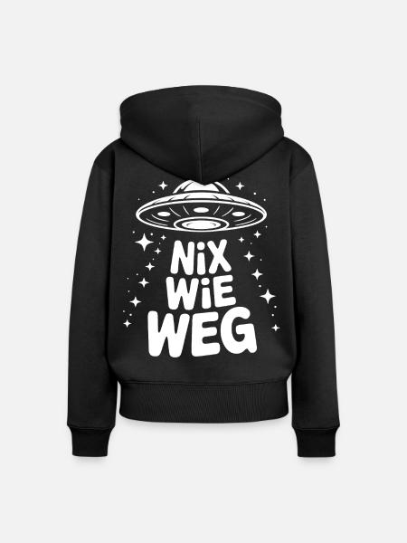 Nix Wie Weg UFO Motiv - Frauen Premium Bio Zip Hoodie - Schwarz