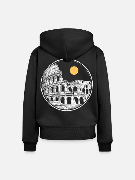 Das Kolosseum bei Vollmond - Frauen Premium Bio Zip Hoodie - Schwarz
