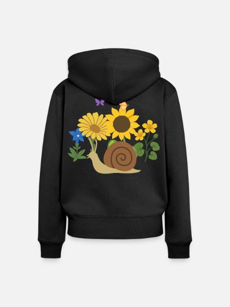 Schnecke Blumen Kinder Geschenkidee Design - Frauen Premium Bio Zip Hoodie - Schwarz