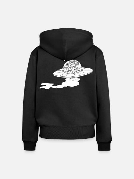 Außerirdisches Raumschiff (weiß) - Frauen Premium Bio Zip Hoodie - Schwarz
