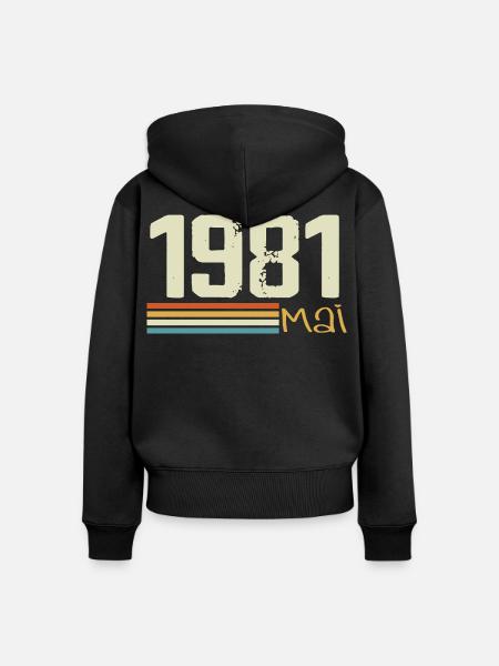 Mai 1981 - Frauen Premium Bio Zip Hoodie - Schwarz