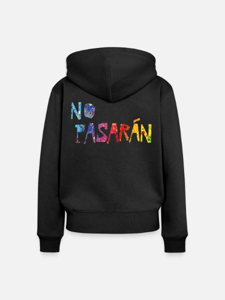 no pasaran - Frauen Premium Bio Zip Hoodie - Schwarz