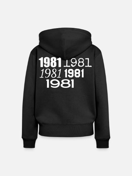 1981 - Frauen Premium Bio Zip Hoodie - Schwarz