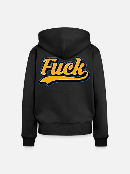 F-Wort-Retro-Skript - Frauen Premium Bio Zip Hoodie - Schwarz