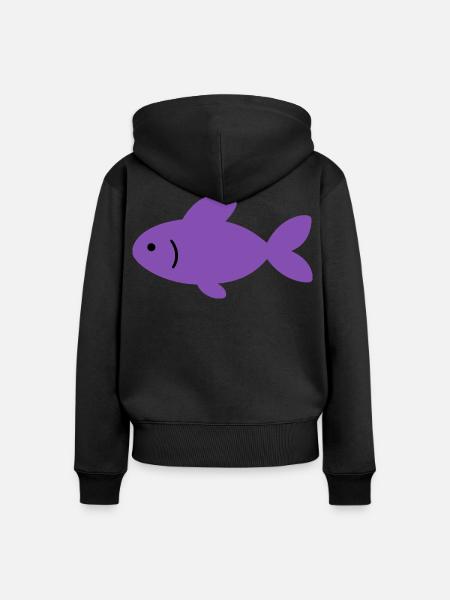 Fisch Zeichnung Geschenkidee Tierfreunde - Frauen Premium Bio Zip Hoodie - Schwarz