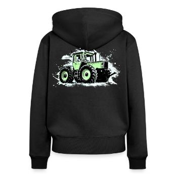 Tracteur vert - MB-trac 1300 - Sweat à capuche zippé Premium bio Femme - noir - Dos - Julia (174cm)