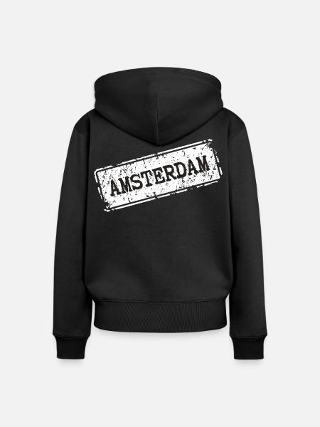 Amsterdam Street Style - Frauen Premium Bio Zip Hoodie - Schwarz