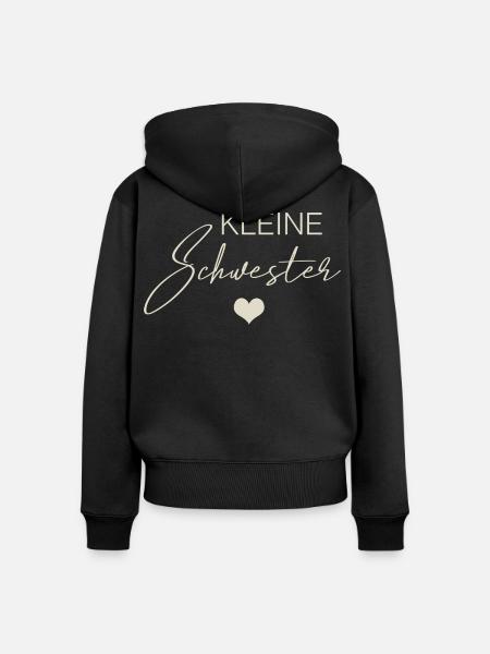 Kleine Schwester - Frauen Premium Bio Zip Hoodie - Schwarz