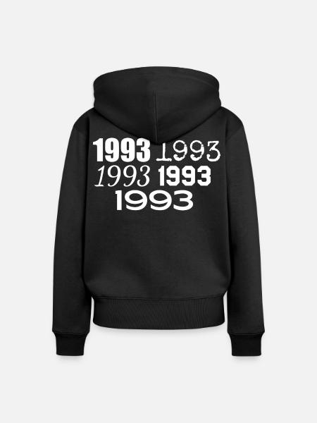 1993 - Frauen Premium Bio Zip Hoodie - Schwarz