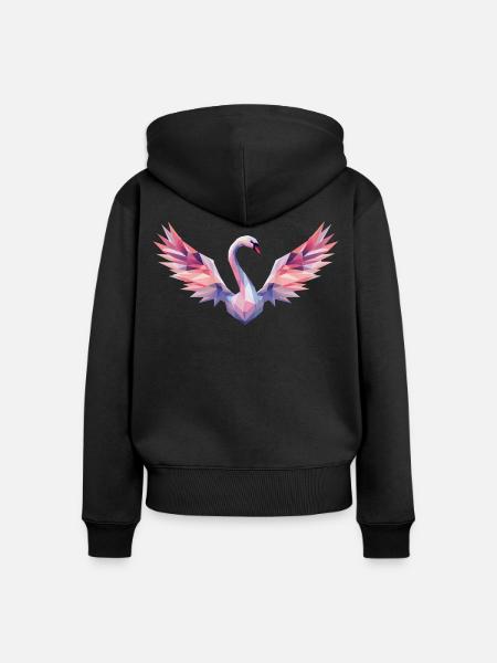 Geometrischer Schwan mit Farbverlauf - Frauen Premium Bio Zip Hoodie - Schwarz
