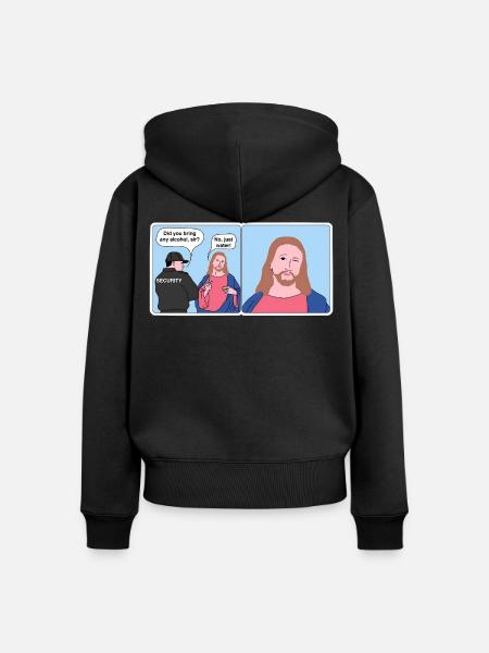 Jesus „Nur Wasser“ Meme - Frauen Premium Bio Zip Hoodie - Schwarz