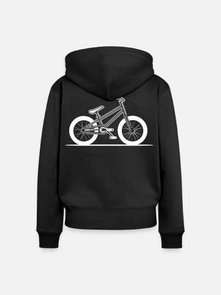 BMX Rad Zeichnung - Frauen Premium Bio Zip Hoodie - Schwarz