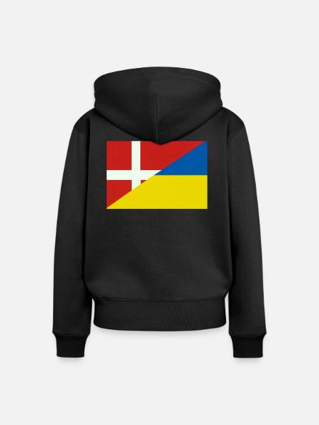 Dänemarkische Ukraine-Flagge – dänische und ukrainische Flagge - Frauen Premium Bio Zip Hoodie - Schwarz