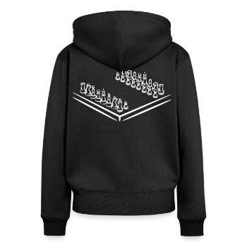 Échecs - Sweat à capuche zippé Premium bio Femme - noir - Dos - Julia (174cm)