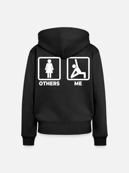 Yoga Strichfiguren - Frauen Premium Bio Zip Hoodie - Schwarz