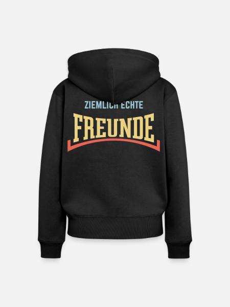 Ziemlich Echte Freunde (Freundschaft / Konkav / 3) - Frauen Premium Bio Zip Hoodie - Schwarz