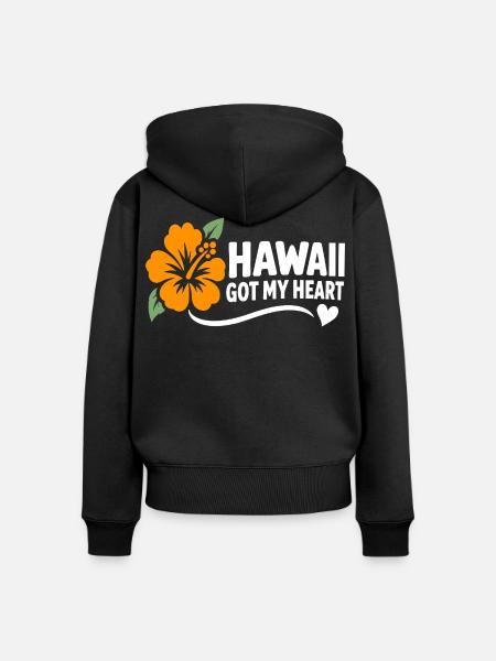 Hawaii-Herzhibiskus - Frauen Premium Bio Zip Hoodie - Schwarz