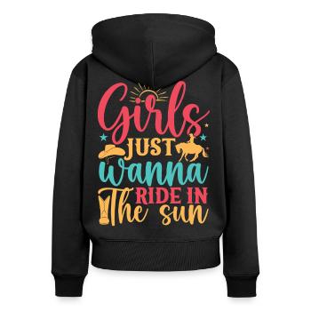 Hobby Horse Rider Girls Just Wanna Ride - Frauen Premium Bio Zip Hoodie - Schwarz - Hinten - Julia (174cm)