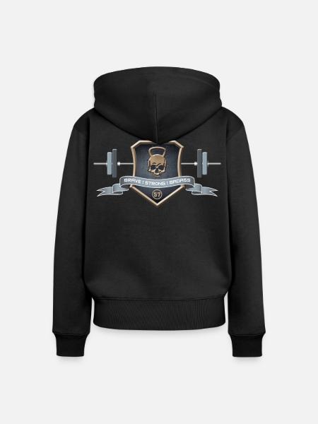 Logo Braves Strong Badass - Frauen Premium Bio Zip Hoodie - Schwarz